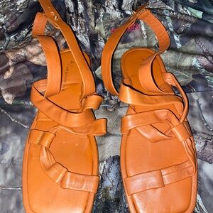 Anthropologie Women's Orange Leather Sandals size 39